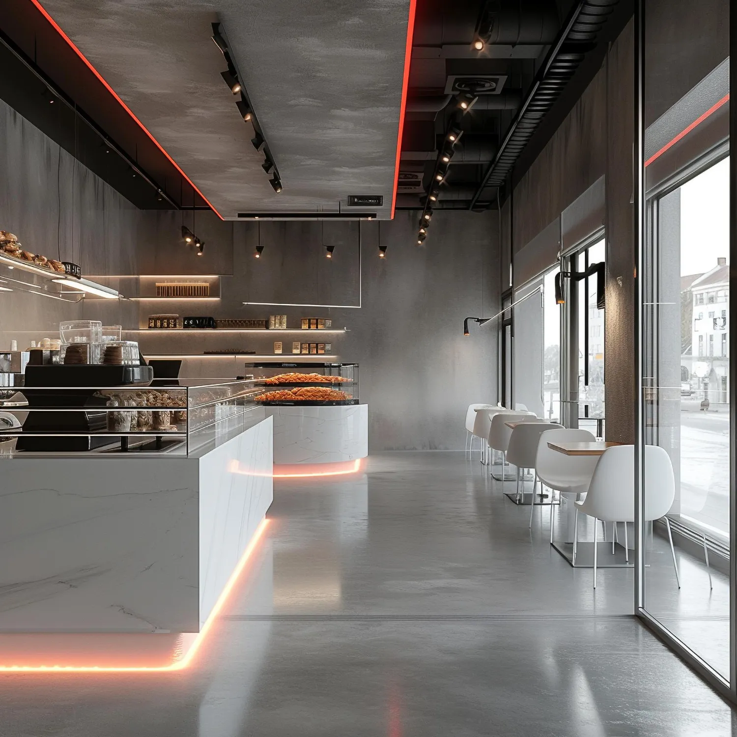 Modern commercial office space interior with contemporary furniture and workspace layout design by Flow Interio
